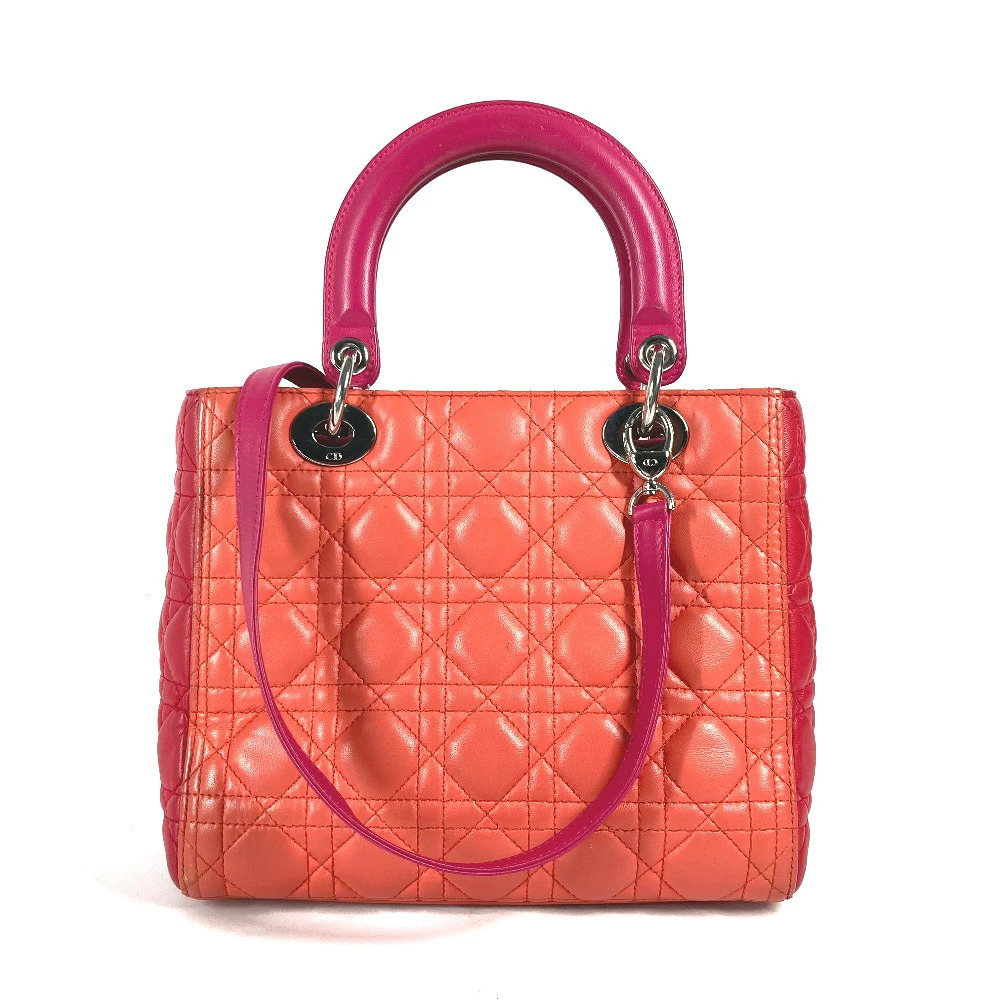 Dior Pink Lady Handbag Lambskin Bag Shoulder Tricolor Tote